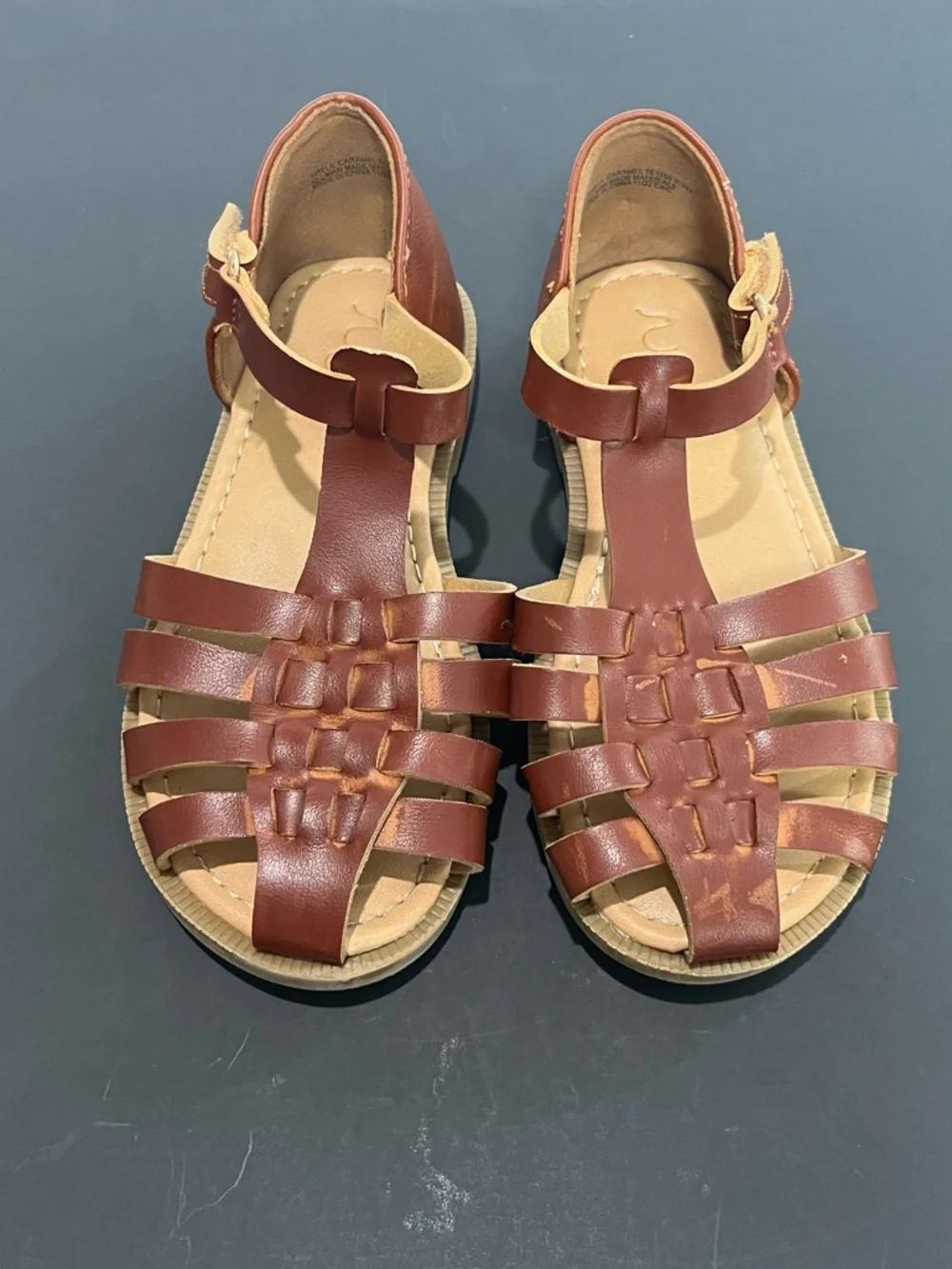 Sugar Brown Classic Fisherman Adjustable Strap Closed Toes Little Girls Sandals